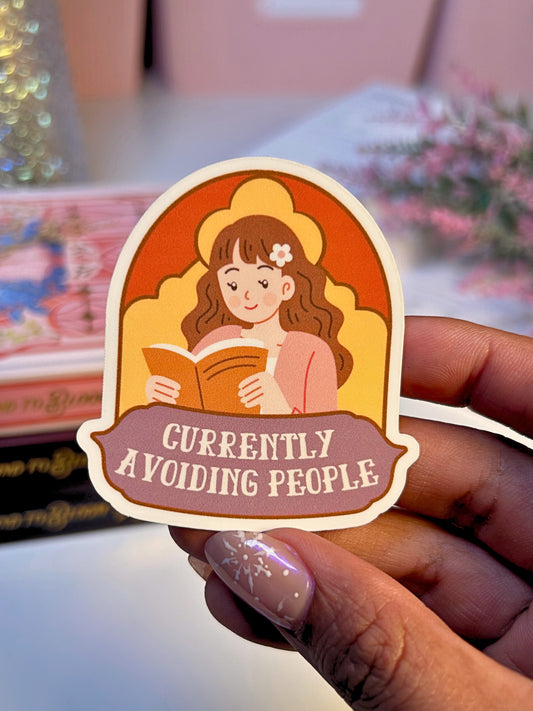 Currently Avoiding People Waterproof Vinyl Sticker